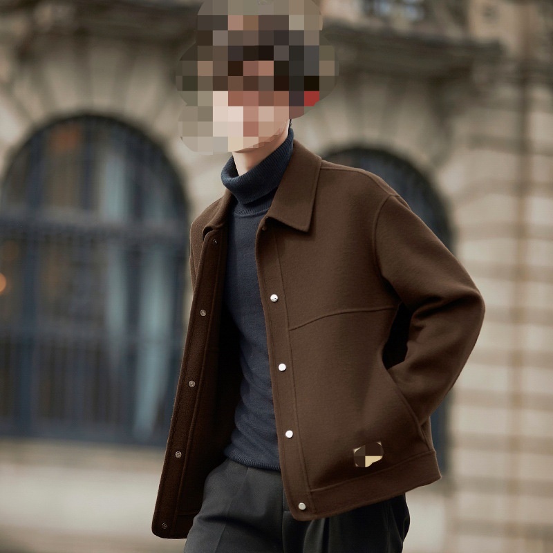 boy Boy Boy Cross-Border Winter Coat Men's Double-Sided Cashmere-Free Short Lapel Casual Woolen Jacket_voghion.com