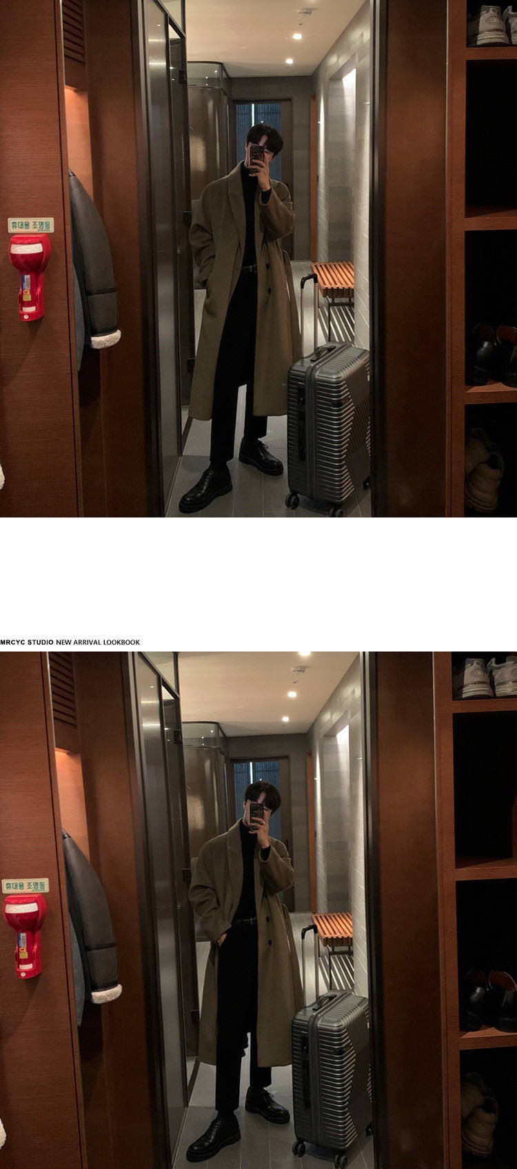 boy Boy Boy Winter Wool Korean Version Fashion Turn-Down Collar Thickened Woolen Jacket Men's Mid-Length Trench Coat_voghion.com