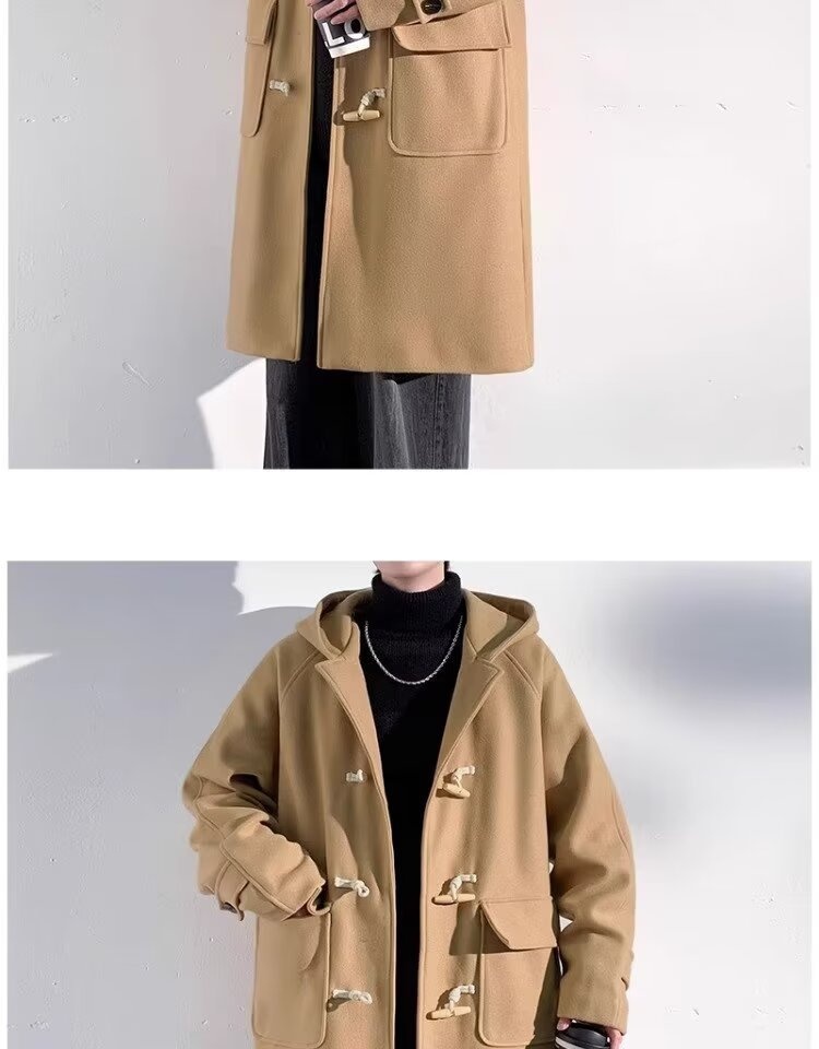 boy Boy Boy 2025 Winter Men's Horn Button Thickened Lamb Wool Mid-Length Hooded Trench Plus Size Casual Woolen Coat Jacket_voghion.com