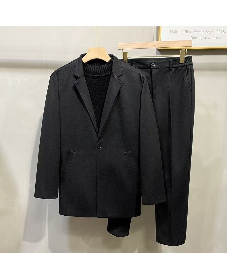 Herren-Herbst-Winter-Dicker Wollmantel, lässiger High-End-Anzug, Blazer, koreanischer Stil_voghion.com