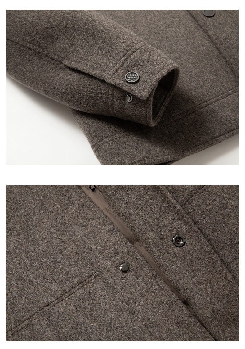 Manteau Boy Boy 100% laine double face Automne-Hiver 2025, nouveau manteau épais en duvet pour homme, vêtement de travail décontracté_voghion.com