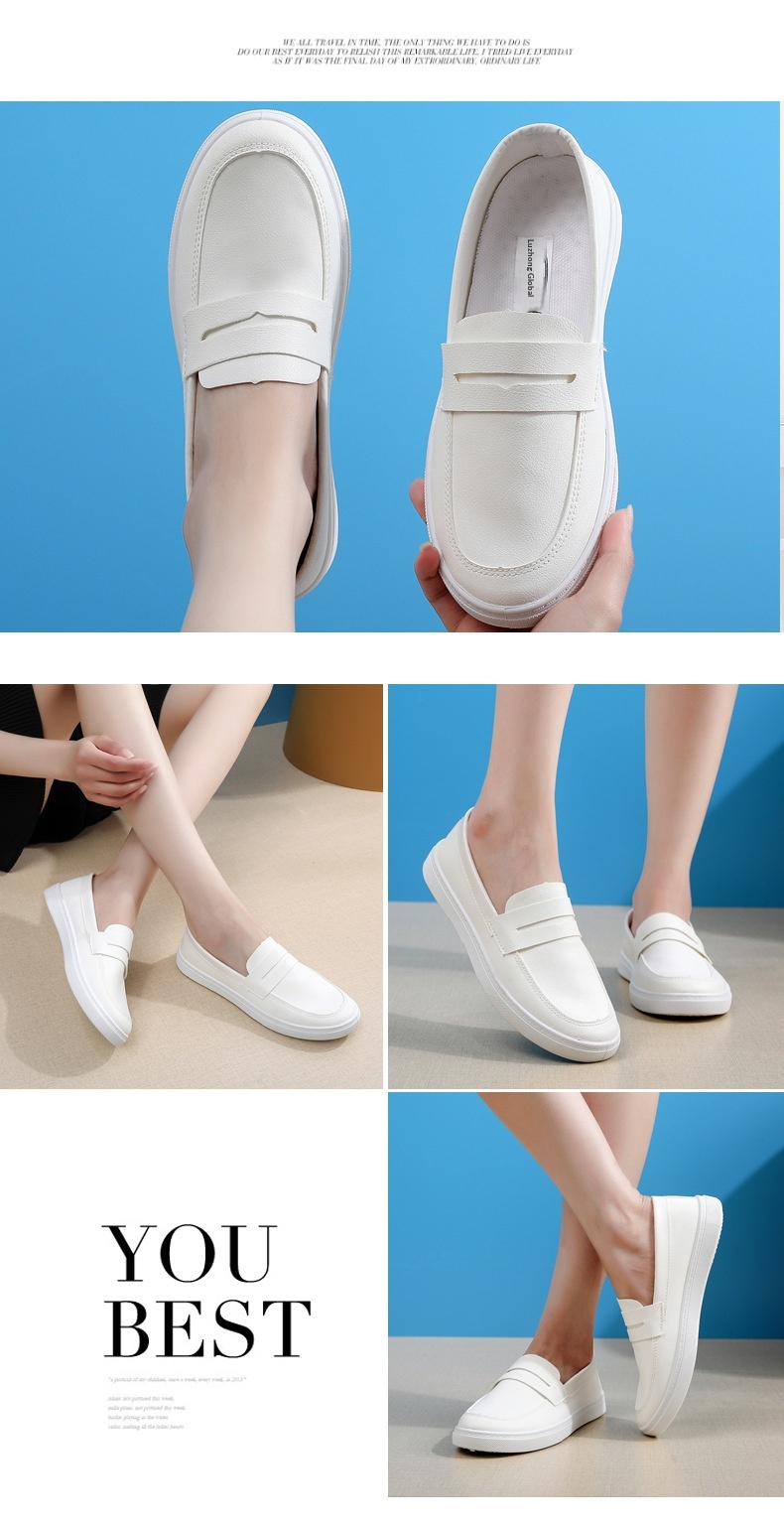 ShoeGlobe Damen-Pflegeschuhe für Frühling/Sommer mit weicher Sohle, bequem, rutschfest, flach, weiß._voghion.com