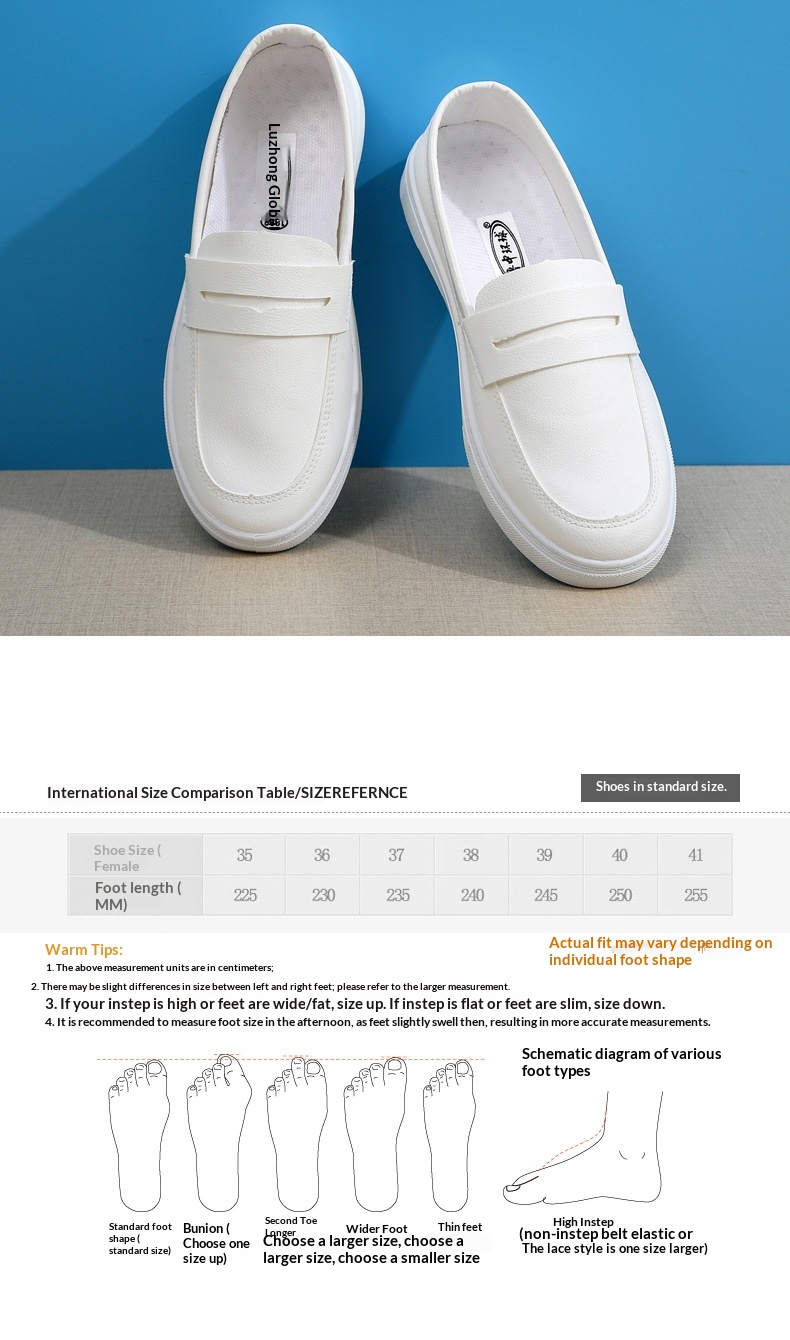 ShoeGlobe Damen-Pflegeschuhe für Frühling/Sommer mit weicher Sohle, bequem, rutschfest, flach, weiß._voghion.com