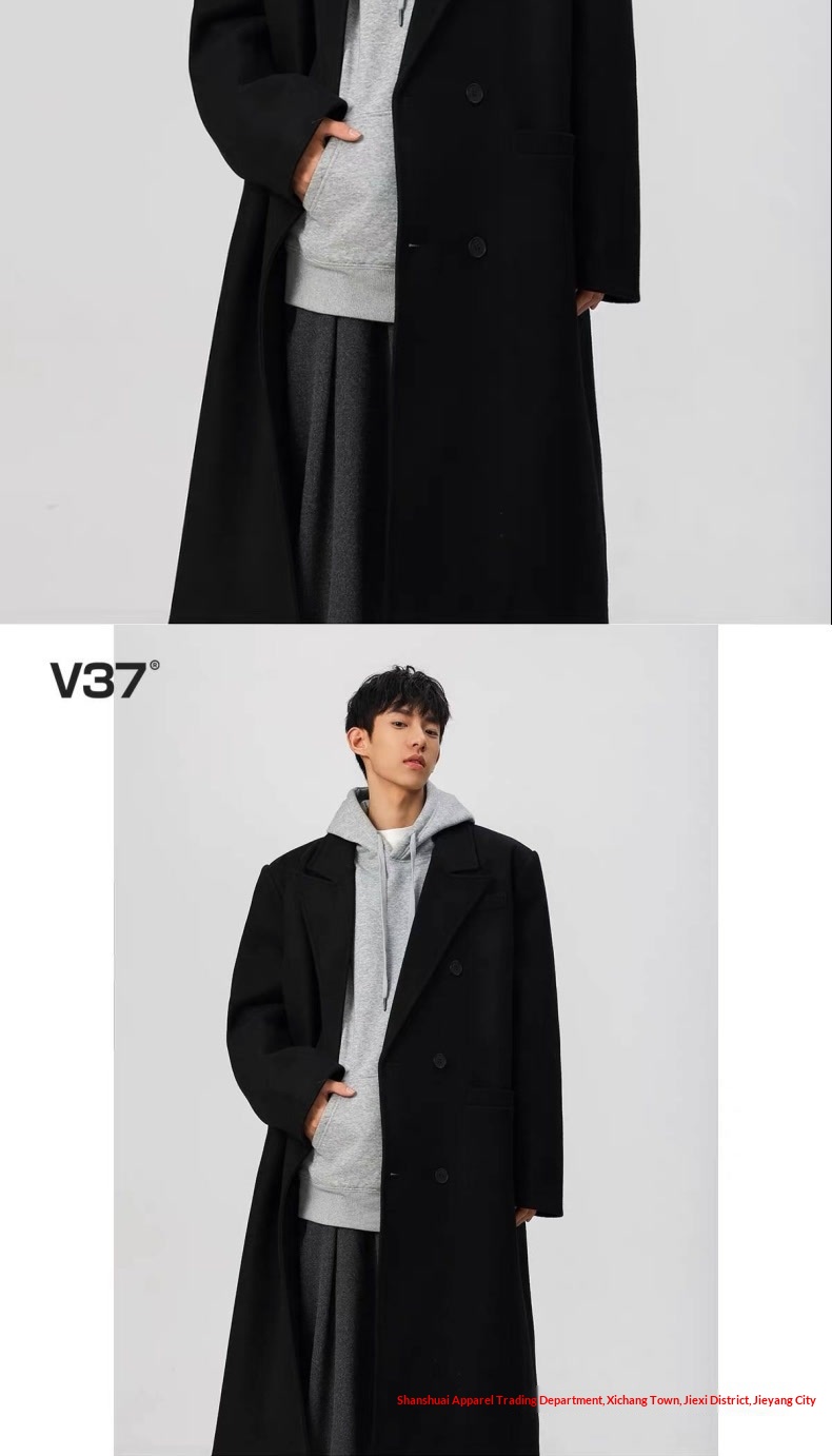 boy Boy Boy 2025 Autumn Winter New Men's Double-Breasted Mid-Length Trench With Shoulder Pads Over-the-Knee Woolen Coat_voghion.com