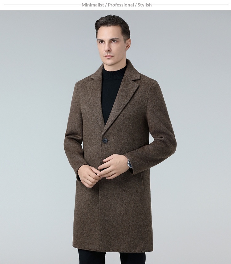boy Boy Boy Autumn Winter Double-Sided Wool Mid-Length Solid Color Single-Breasted Jacket Trench Coat Men's Woolen Clothing_voghion.com