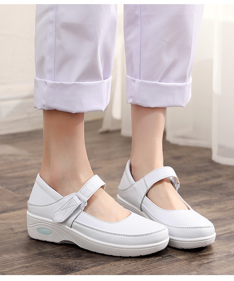 ShoeGlobe Autumn Winter Nurse Women Soft Non-Tiring Thick Sole Height Increasing Single White Non-Slip Medical Special Work Shoes_voghion.com