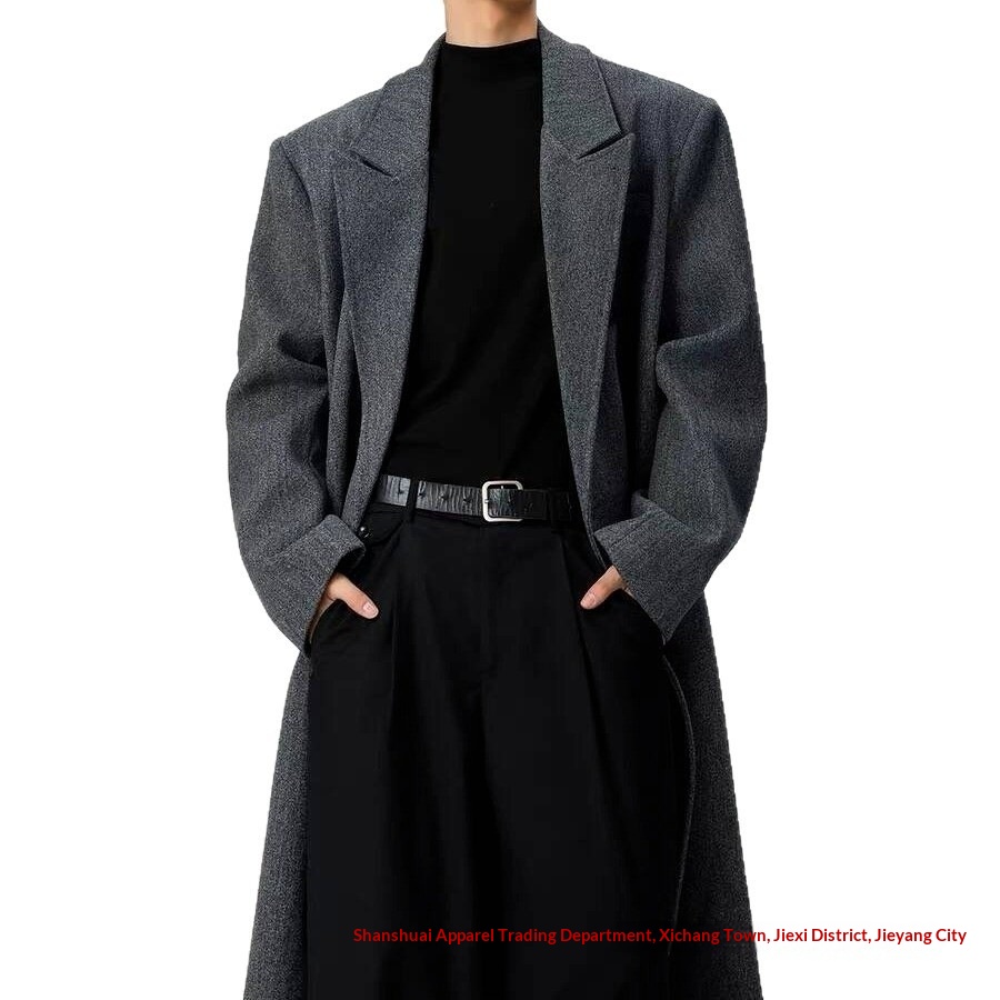 boy Boy Boy 2025 Autumn Winter New Men's Double-Breasted Mid-Length Trench With Shoulder Pads Over-the-Knee Woolen Coat_voghion.com