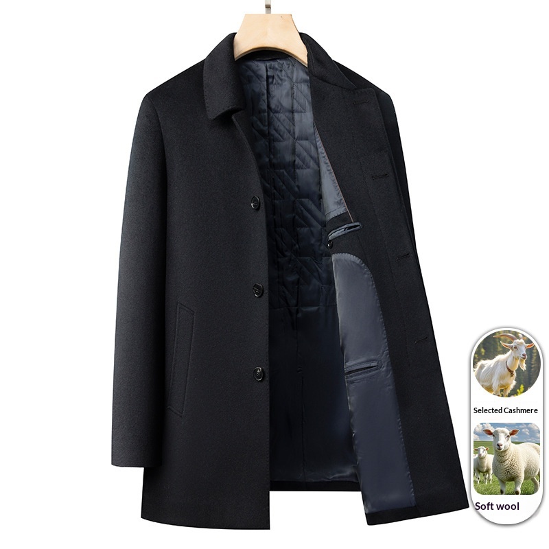 boy Boy Boy Wool And Goose Down Coat With Cashmere Men, Turn-Down Collar, Winter New Mid-Length Business Thickened Woolen Jacket For_voghion.com