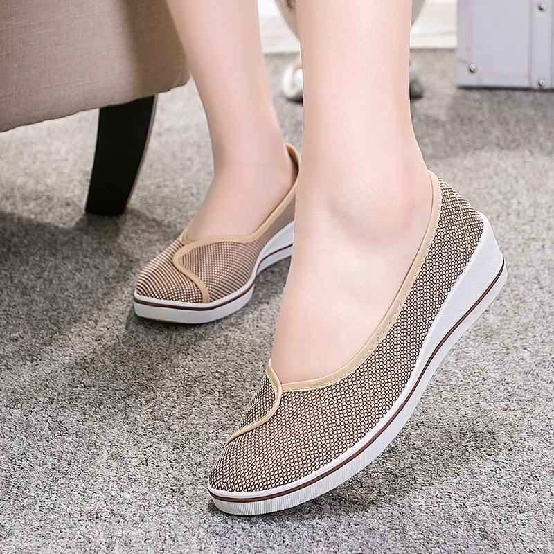 ShoeGlobe Low-Cut White Nurse Flat Wedge Soft Sole Canvas For Women Hotel Hospital Beauty Salon Work Shoes Wholesale_voghion.com
