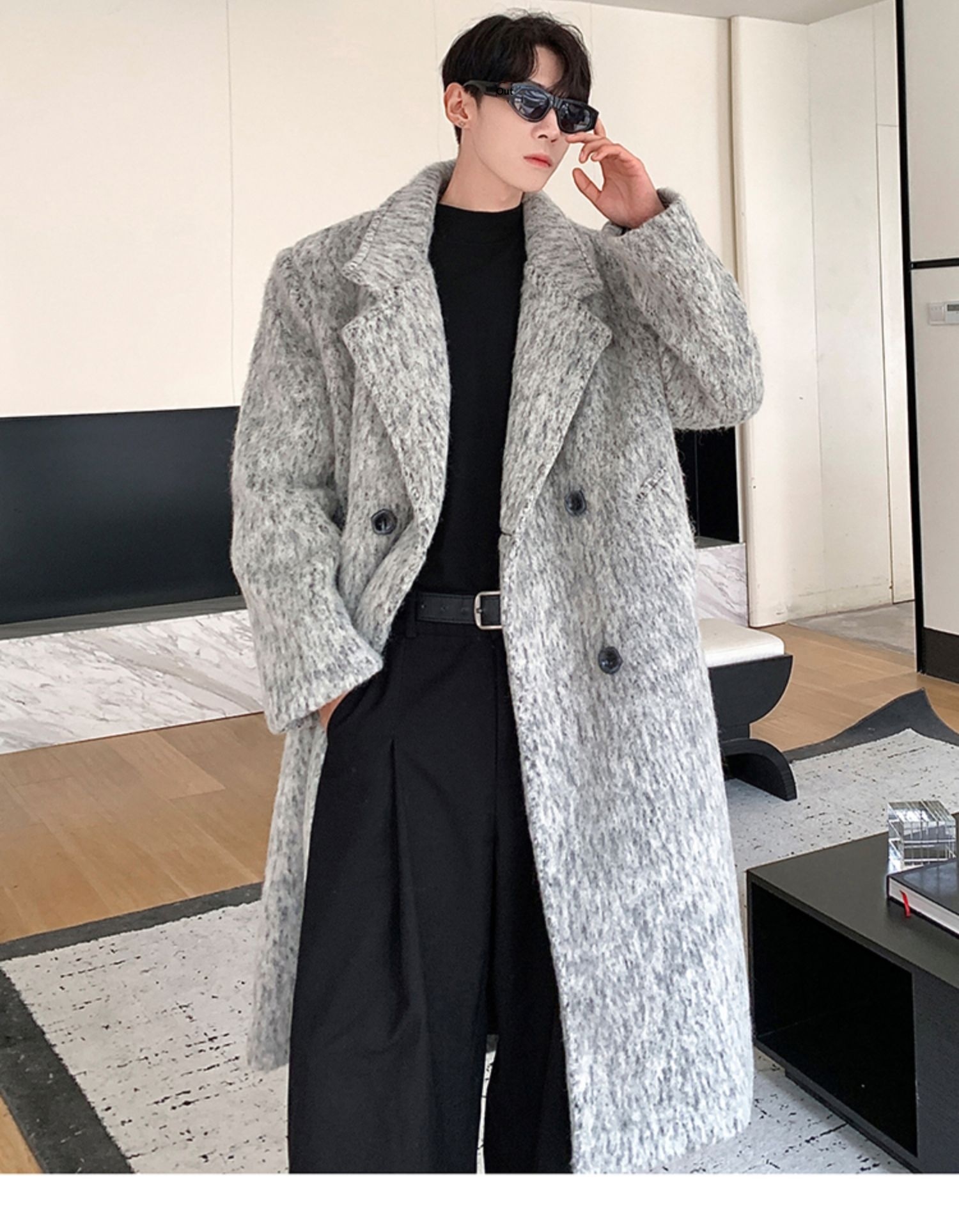 boy Boy Boy Cleanfit Mohair Wool For Men, Autumn And Winter Thickened Korean Style High-End Chic Mid-Length Trench Coat_voghion.com