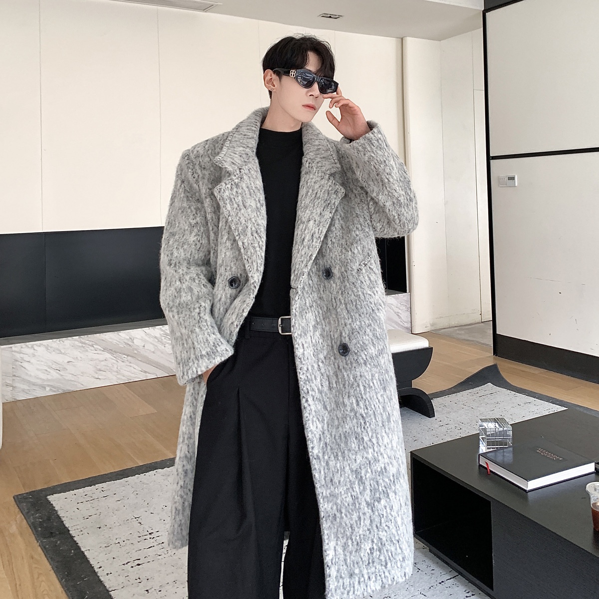 boy Boy Boy Cleanfit Mohair Wool For Men, Autumn And Winter Thickened Korean Style High-End Chic Mid-Length Trench Coat_voghion.com
