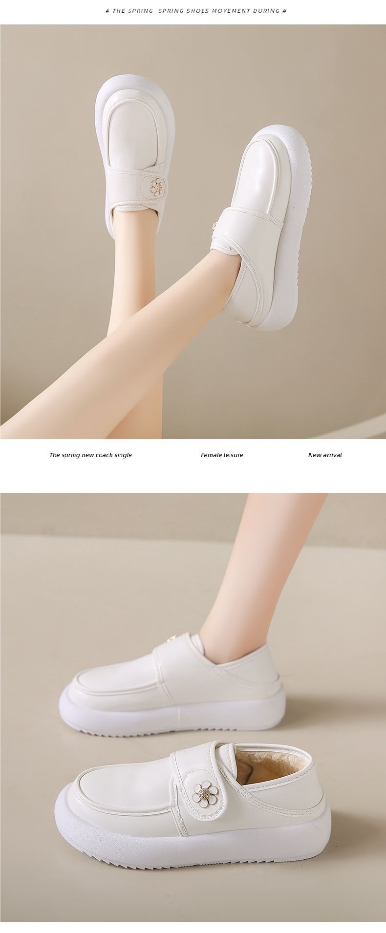 ShoeGlobe Nurse Damenschuhe, Herbst, weich, bequem, langlebig, vielseitig, dicke Sohle, Klettverschluss, leichte Arbeitsschuhe, weiß_voghion.com