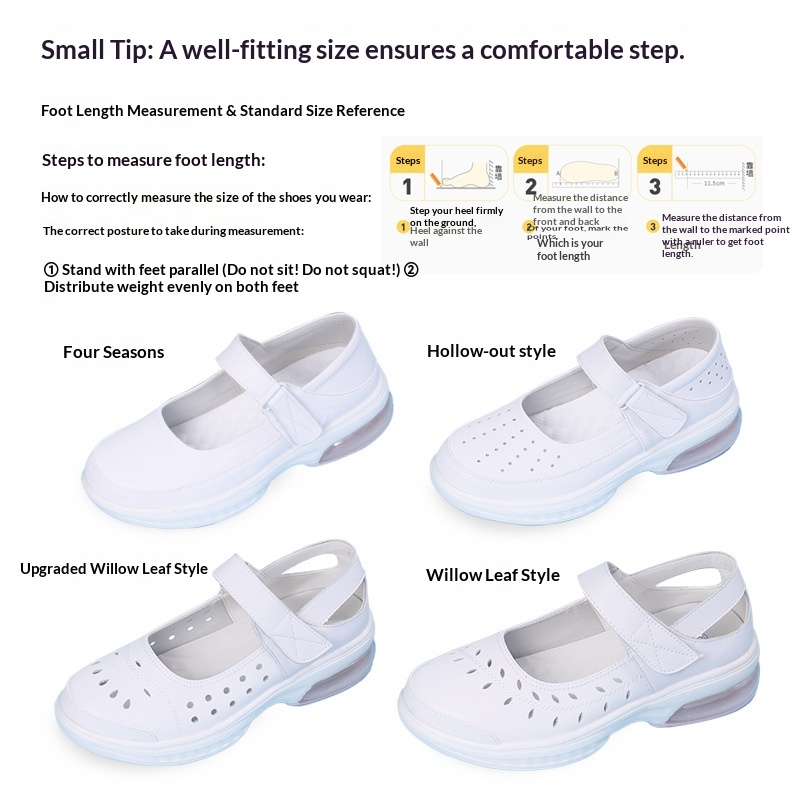 ShoeGlobe Cushion Nurse Shoes für Damen, weiche Sohle, atmungsaktiv, bequem, rutschfest, geruchshemmend, flach, mit Höhenvergrößerung_voghion.com