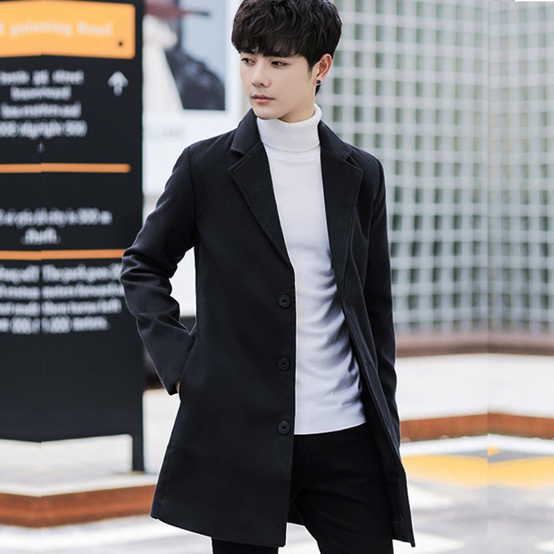 boy Boy Boy Clearance Trench Autumn Winter Overcoat Mid-Length Youth Men's Woolen Coat_voghion.com