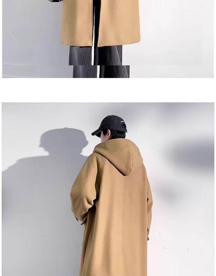 boy Boy Boy 2025 Winter Men's Horn Button Thickened Lamb Wool Mid-Length Hooded Trench Plus Size Casual Woolen Coat Jacket_voghion.com