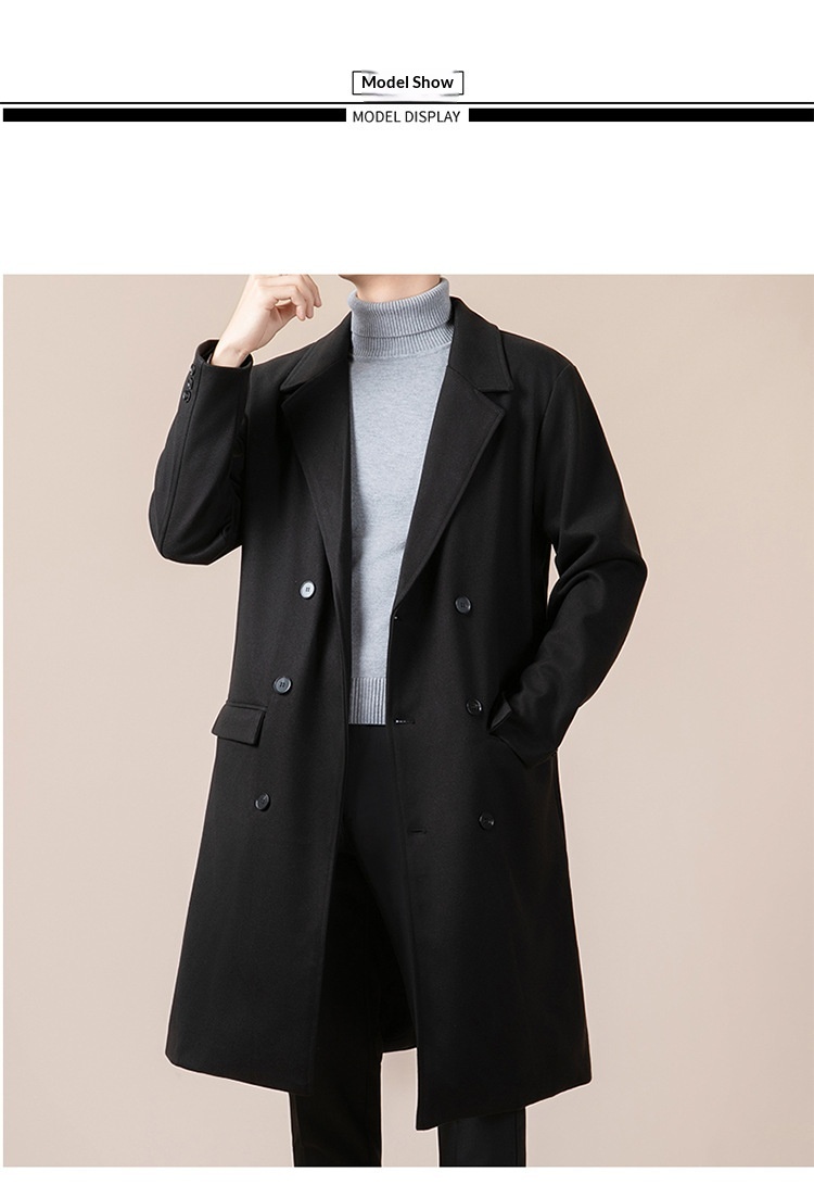 boy Boy Boy Thickened Overcoat Men's Winter Style Mid-Length Korean Version Double-Breasted Woolen Trench Coat_voghion.com