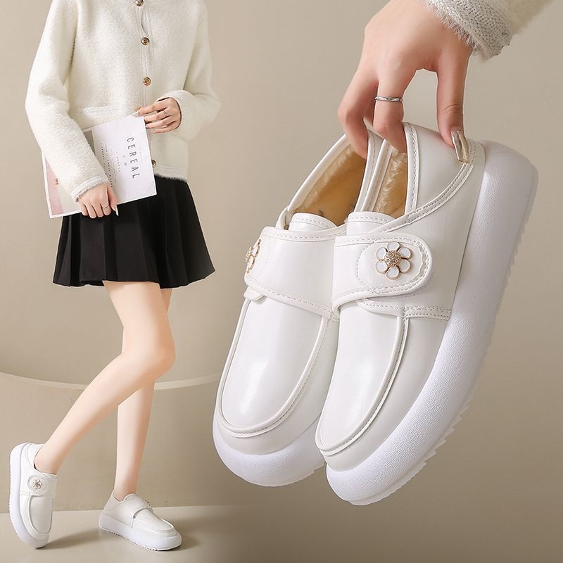 ShoeGlobe Nurse Damenschuhe, Herbst, weich, bequem, langlebig, vielseitig, dicke Sohle, Klettverschluss, leichte Arbeitsschuhe, weiß_voghion.com