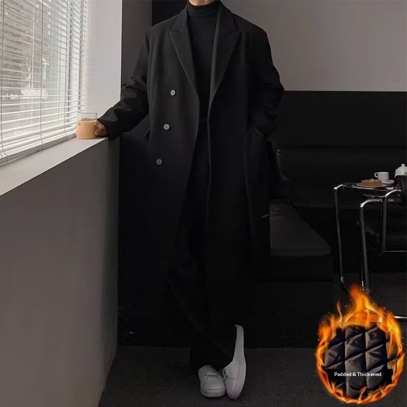 boy Boy Boy Autumn Winter Trench Men's Wool Overcoat Knee-Length Padded Jacket Coat 2024_voghion.com