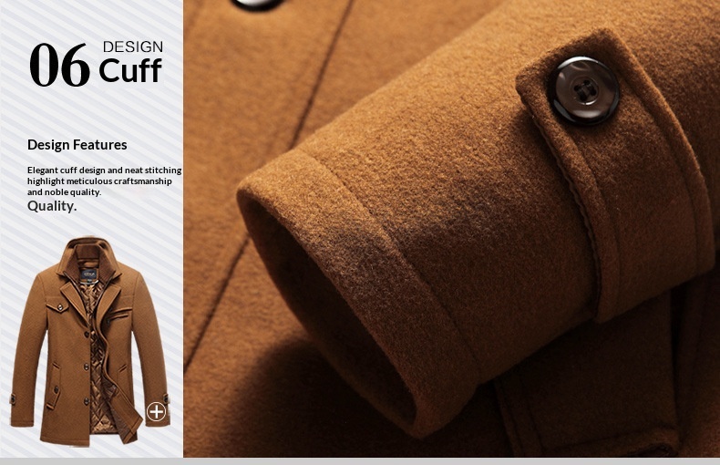 Manteau d'hiver en laine européenne pour garçon, veste à double col, vente en gros transfrontalière, vêtements pour hommes grandes tailles_voghion.com