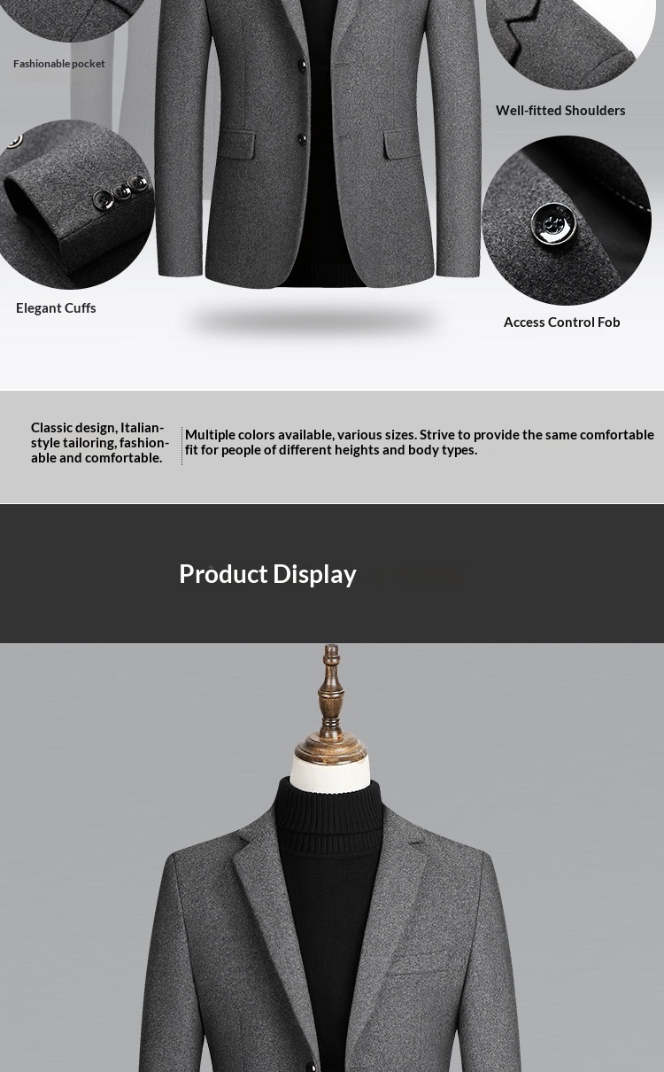 boy Boy Boy 2025 Herbst/Winter Neuer Herren-Wollblazer Business Casual Jacke Einzelanzug Herren_voghion.com