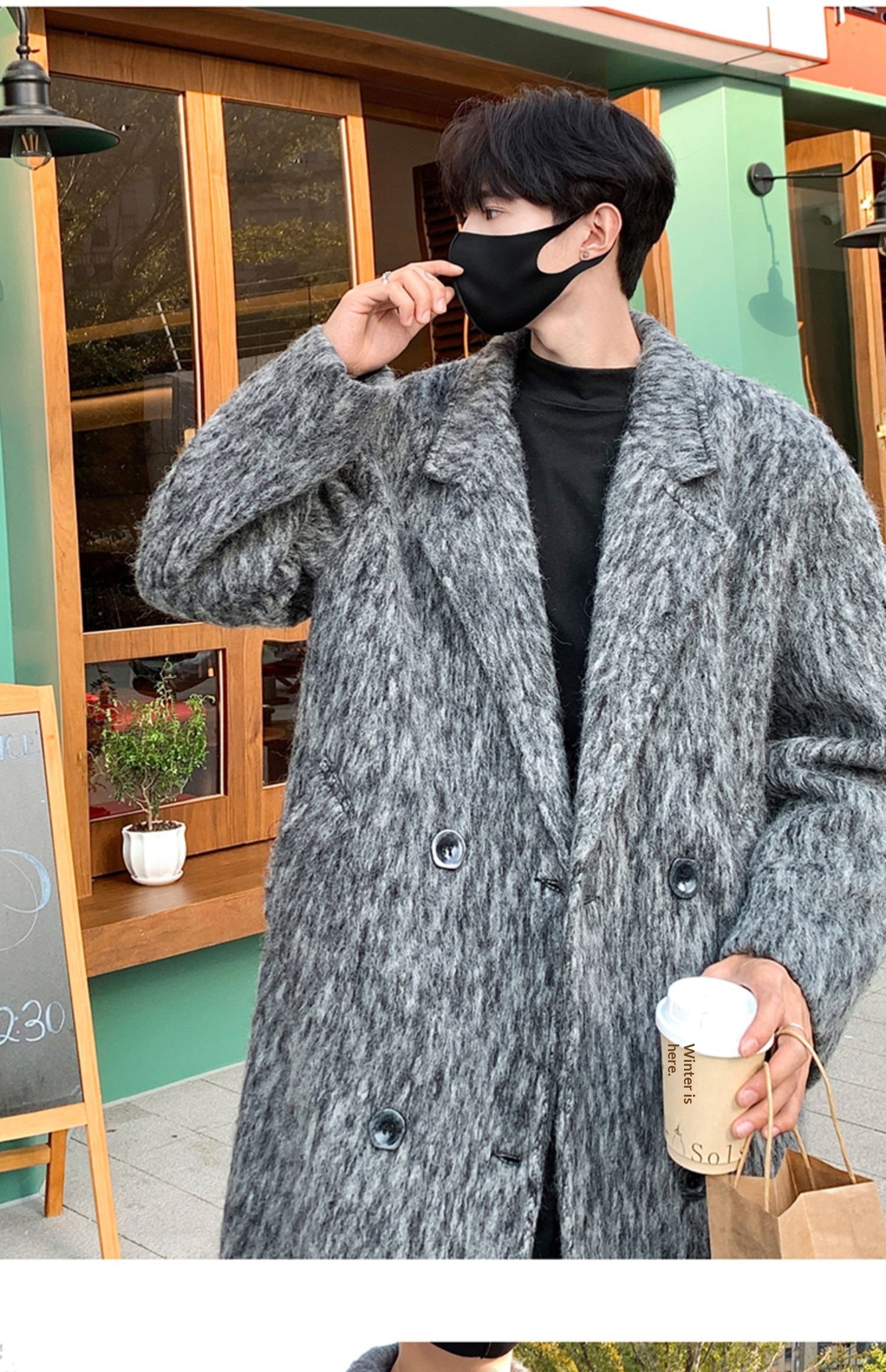 boy Boy Boy Cleanfit Mohair Wool For Men, Autumn And Winter Thickened Korean Style High-End Chic Mid-Length Trench Coat_voghion.com