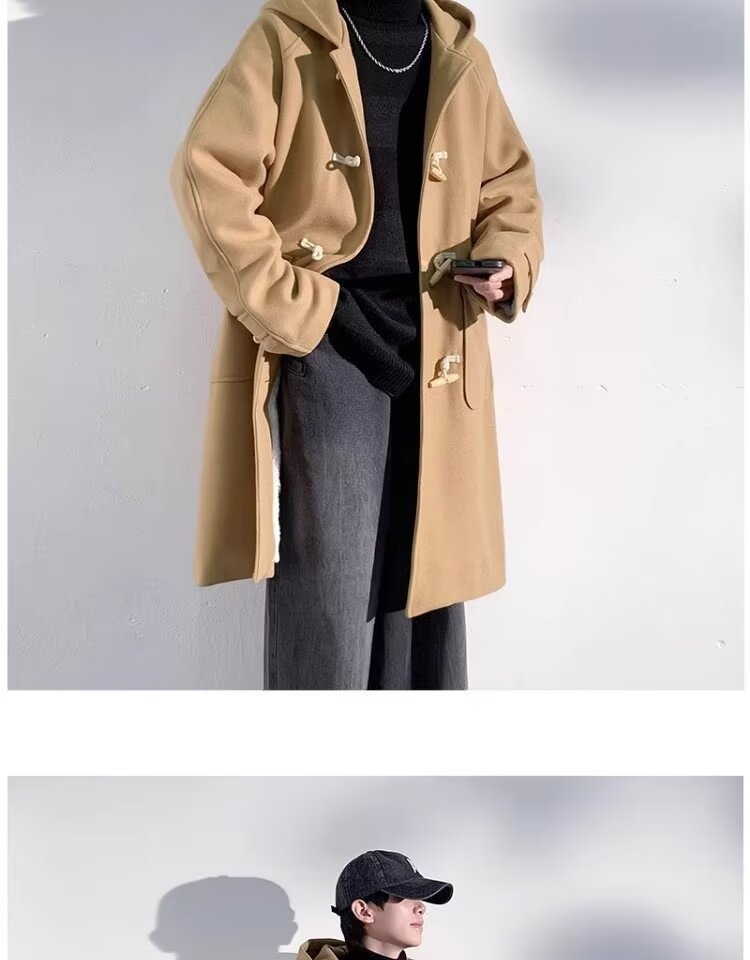 boy Boy Boy 2025 Winter Men's Horn Button Thickened Lamb Wool Mid-Length Hooded Trench Plus Size Casual Woolen Coat Jacket_voghion.com
