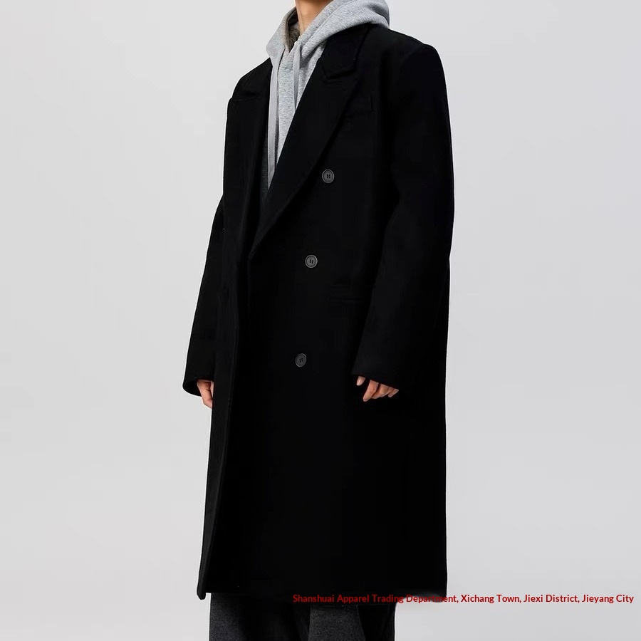 boy Boy Boy 2025 Autumn Winter New Men's Double-Breasted Mid-Length Trench With Shoulder Pads Over-the-Knee Woolen Coat_voghion.com