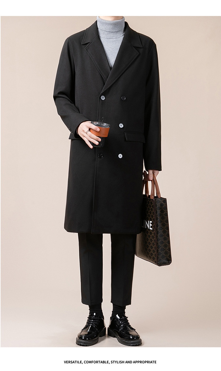 boy Boy Boy Thickened Overcoat Men's Winter Style Mid-Length Korean Version Double-Breasted Woolen Trench Coat_voghion.com