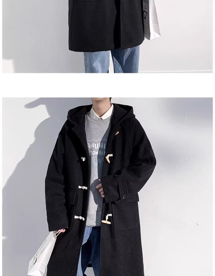 boy Boy Boy 2025 Winter Men's Horn Button Thickened Lamb Wool Mid-Length Hooded Trench Plus Size Casual Woolen Coat Jacket_voghion.com