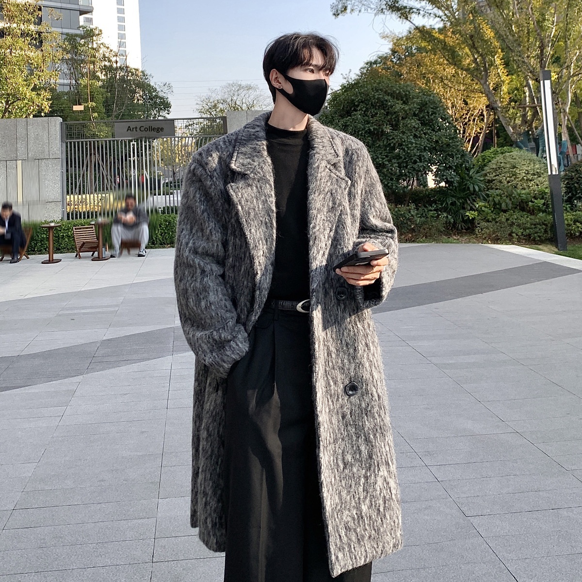 boy Boy Boy Cleanfit Mohair Wool For Men, Autumn And Winter Thickened Korean Style High-End Chic Mid-Length Trench Coat_voghion.com
