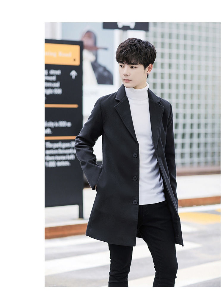 boy Boy Boy Clearance Trench Autumn Winter Overcoat Mid-Length Youth Men's Woolen Coat_voghion.com