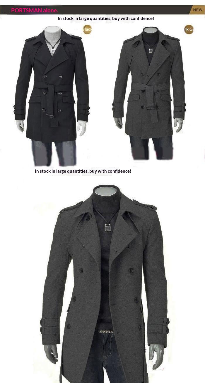 boy Boy Boy Foreign Trade New Autumn Winter Men's Korean Style Fashionable Trench With Epaulet Mid-Length Double-Breasted Wool Coat_voghion.com