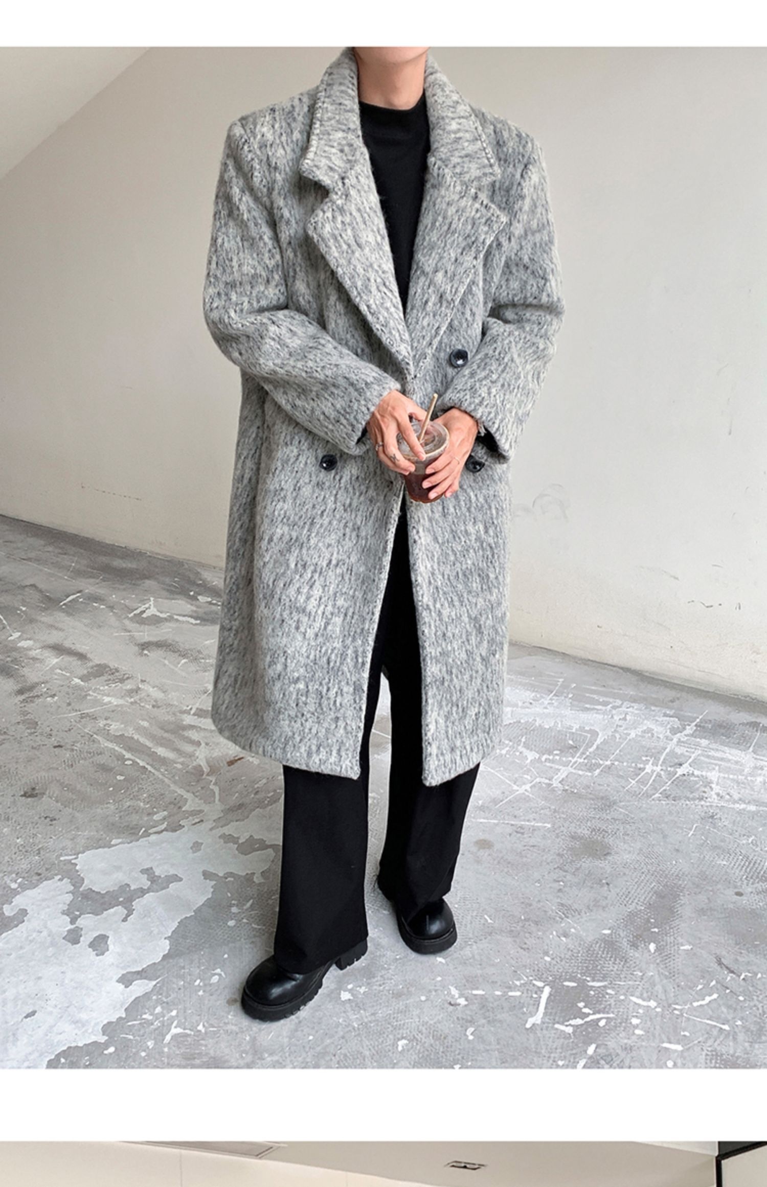 boy Boy Boy Cleanfit Mohair Wool For Men, Autumn And Winter Thickened Korean Style High-End Chic Mid-Length Trench Coat_voghion.com