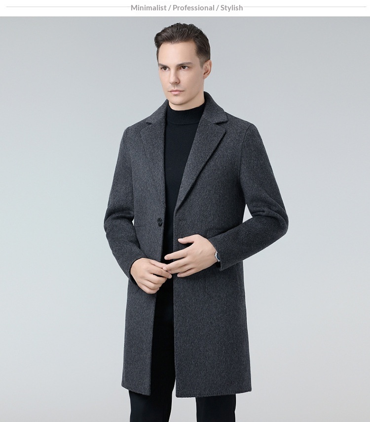boy Boy Boy Autumn Winter Double-Sided Wool Mid-Length Solid Color Single-Breasted Jacket Trench Coat Men's Woolen Clothing_voghion.com