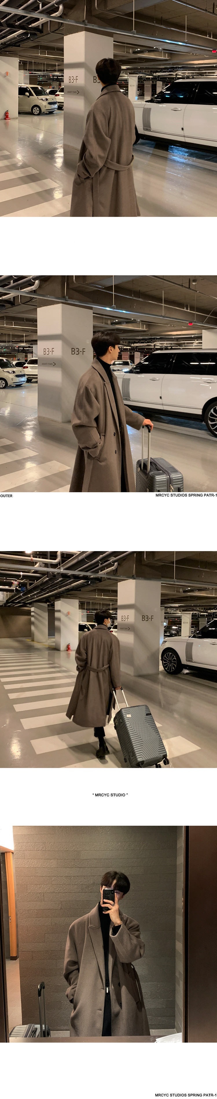 boy Boy Boy Winter Wool Korean Version Fashion Turn-Down Collar Thickened Woolen Jacket Men's Mid-Length Trench Coat_voghion.com