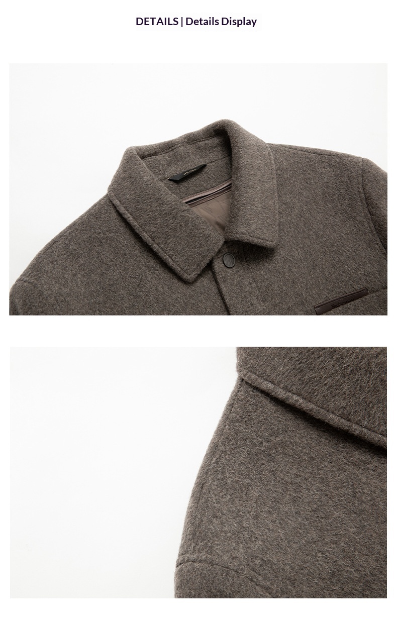 Manteau Boy Boy 100% laine double face Automne-Hiver 2025, nouveau manteau épais en duvet pour homme, vêtement de travail décontracté_voghion.com