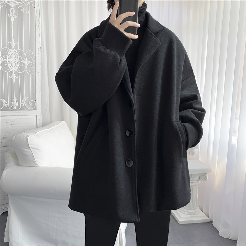 boy Boy Boy Medium Length Men's Jacket Autumn Winter Korean Version Loose Ins Trend Brand Simple Stylish Wool Trench Coat_voghion.com