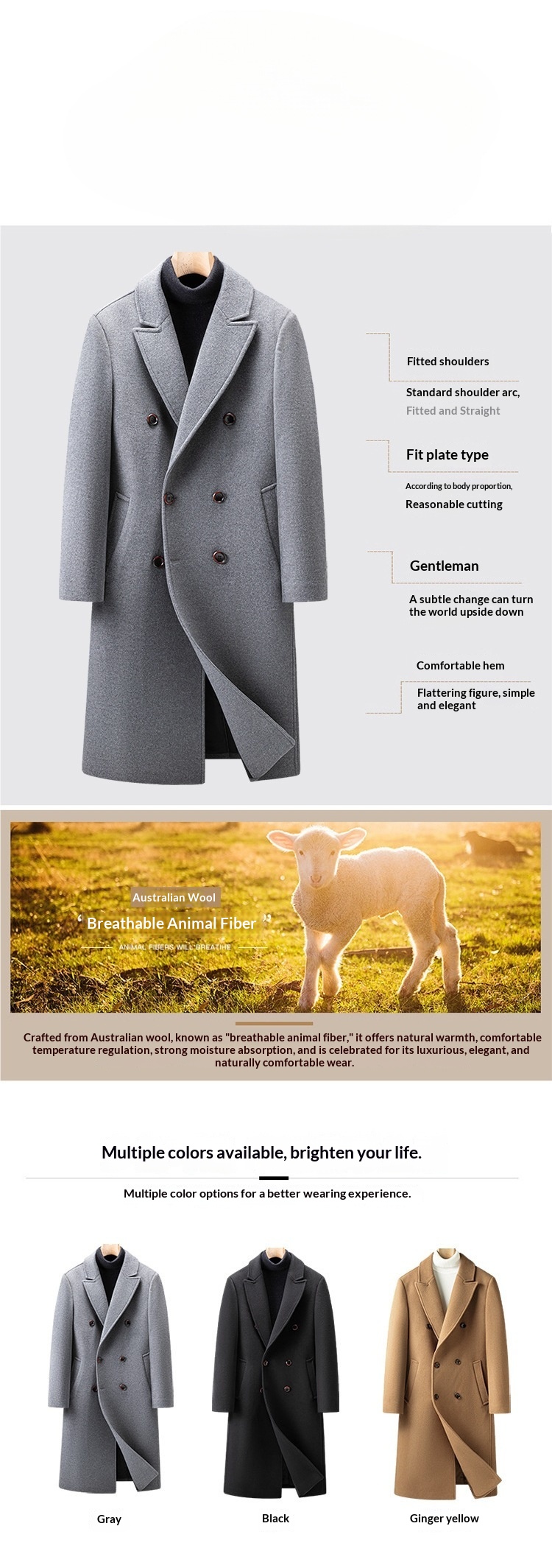 boy Boy Boy Cross-Border Autumn Winter New Double-Breasted Over-the-Knee Long Men's Thickened Wool Trench Coat Woolen Jacket_voghion.com