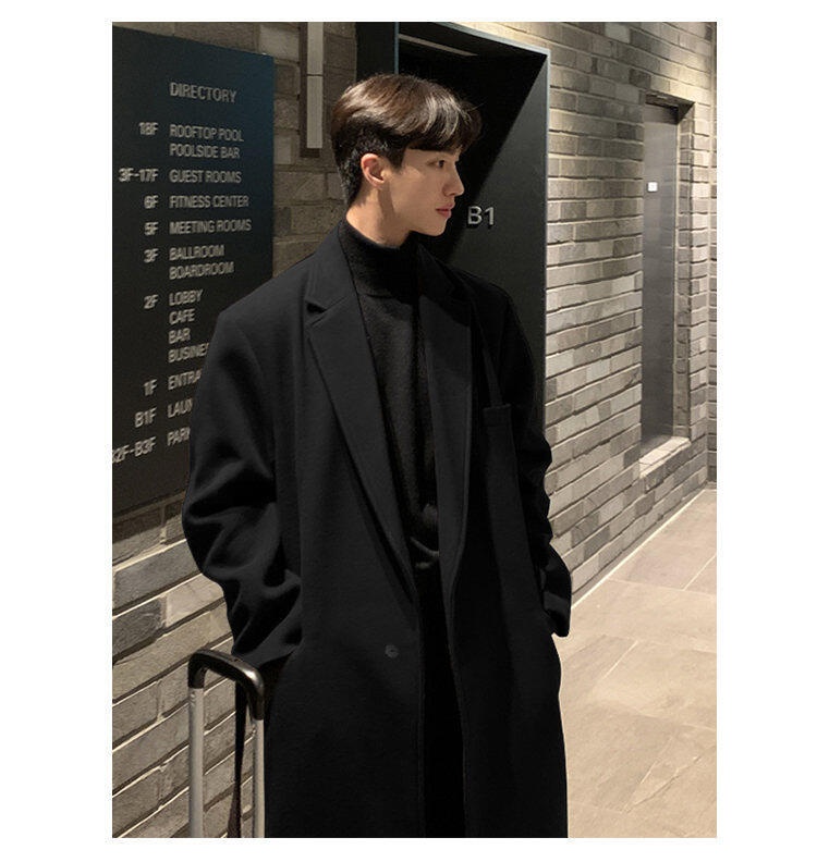 boy Boy Boy Wool Coat For Men, Over-the-Knee, Mid-Leth, Korean Trendy British Style, Winter Thickened Woolen Trench Coat, Extra_voghion.com