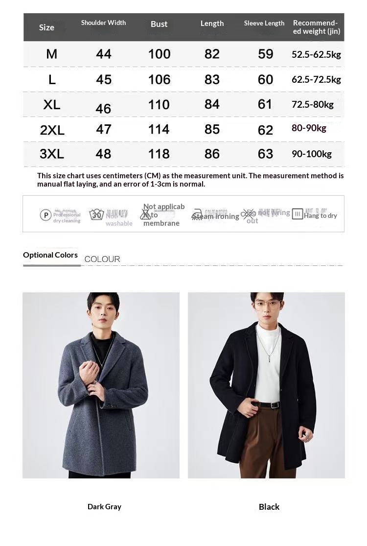 boy Boy Boy 100% Pure Double-Sided Wool Coat Men's Autumn Winter New Business Casual Mid-Length Jacket_voghion.com