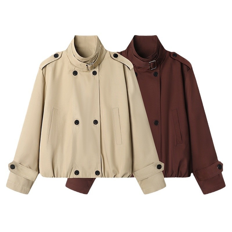 Women's Clothing Women's Clothing Women's Clothing Women's Clothing British Style Petite Short Jacket Trench Coat Casual Elegant Autumn New Korean_voghion.com