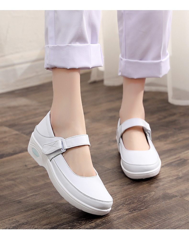 ShoeGlobe Autumn Winter Nurse Women Soft Non-Tiring Thick Sole Height Increasing Single White Non-Slip Medical Special Work Shoes_voghion.com