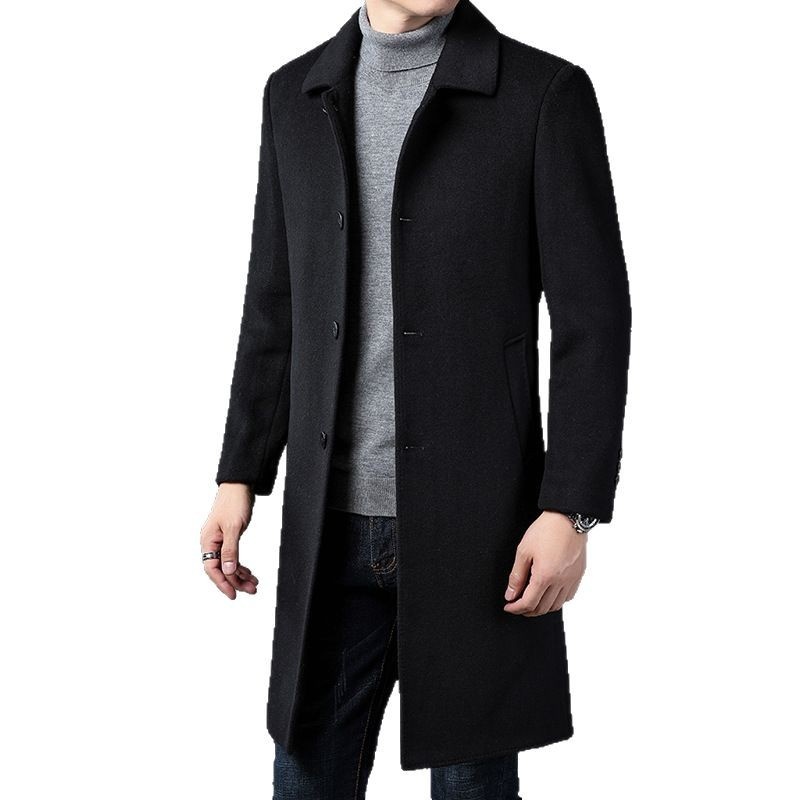 boy Boy Boy Autumn Winter Wool Men's Mid-Length Business Casual Trench Coat Middle-aged Woolen Jacket British Style Gentleman_voghion.com