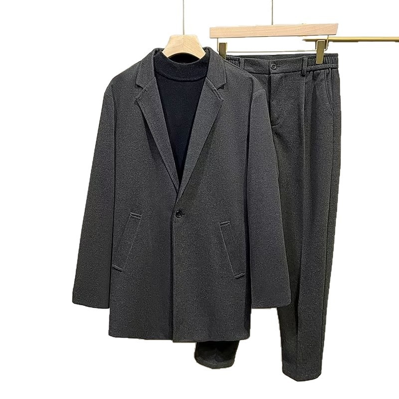 Herren-Herbst-Winter-Dicker Wollmantel, lässiger High-End-Anzug, Blazer, koreanischer Stil_voghion.com