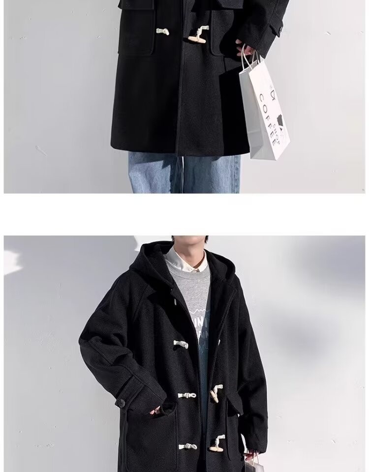 boy Boy Boy 2025 Winter Men's Horn Button Thickened Lamb Wool Mid-Length Hooded Trench Plus Size Casual Woolen Coat Jacket_voghion.com