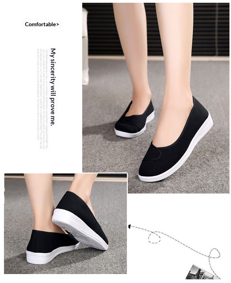 ShoeGlobe Damen-Slipper „Nurse“ aus altem Pekinger Stoff mit weicher Sohle, atmungsaktiv und ermüdungsfrei, weiß/schwarz._voghion.com