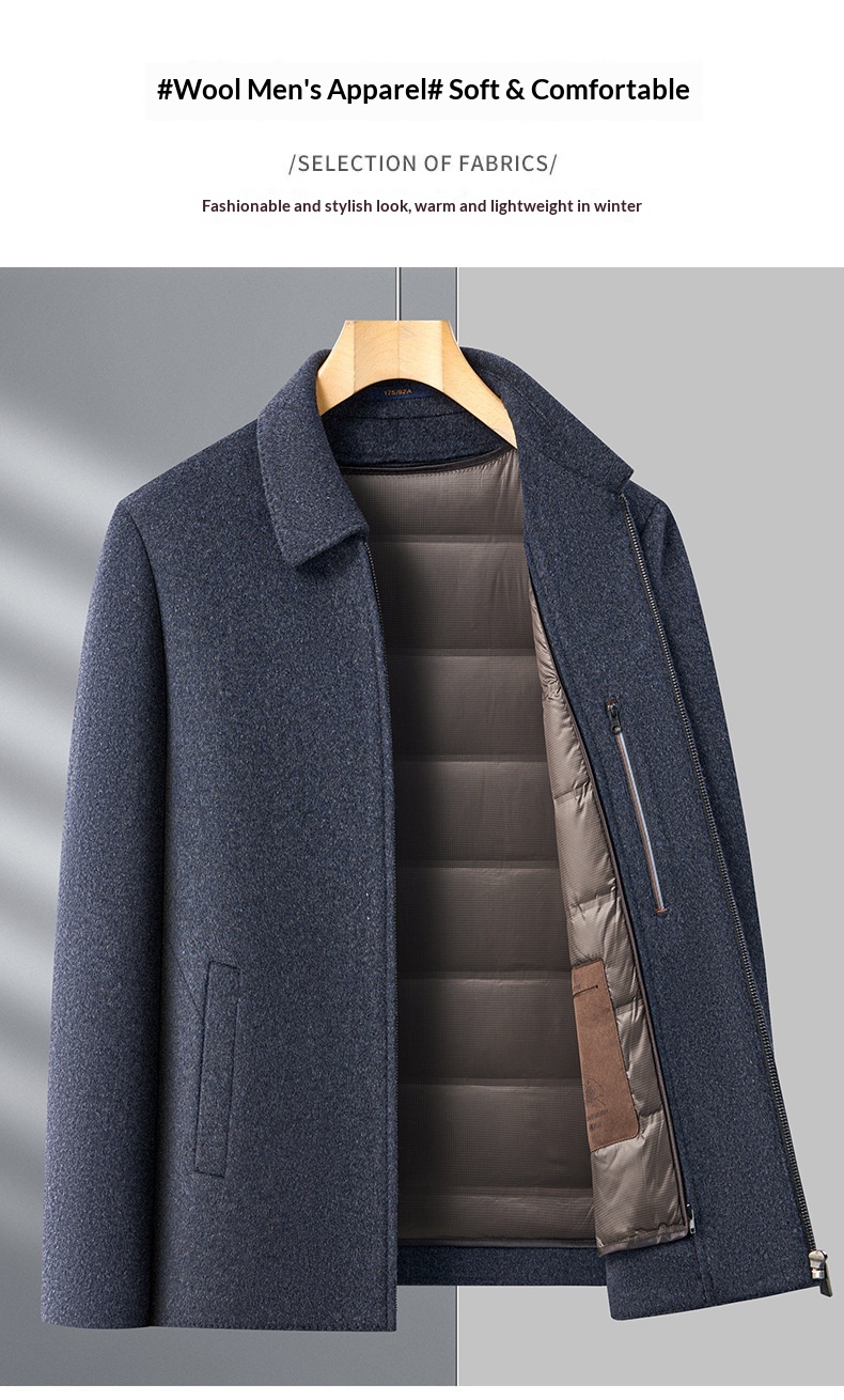 boy Boy Boy Double-Sided Wool For Men, Autumn And Winter Woolen Coat With Detachable Down Liner, Dad's Outfit, Middle-Aged Casual_voghion.com