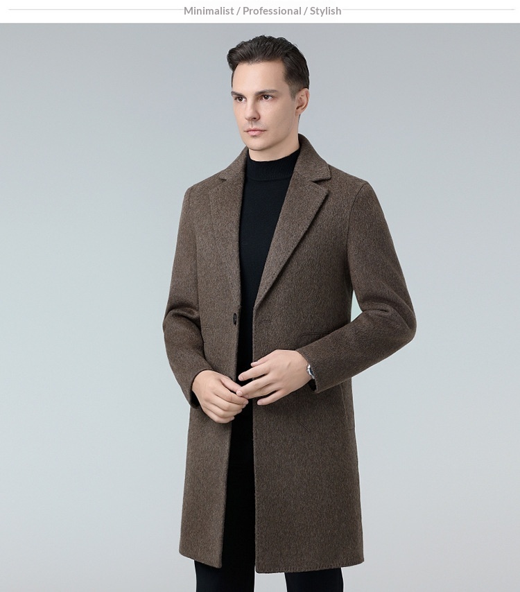 boy Boy Boy Autumn Winter Double-Sided Wool Mid-Length Solid Color Single-Breasted Jacket Trench Coat Men's Woolen Clothing_voghion.com