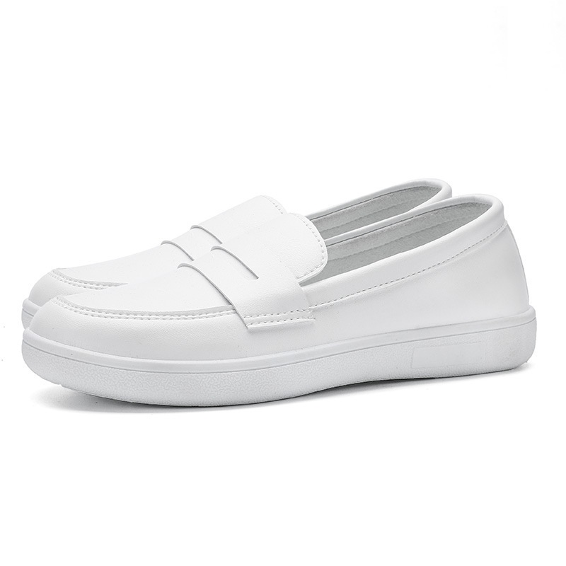 ShoeGlobe Flache Pflegeschuhe für Damen, bequeme, lässige Sommerschuhe mit weicher Sohle, weiß, rutschfest und atmungsaktiv, medizinische Arbeitsschuhe_voghion.com