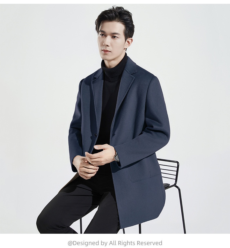 Manteau en laine double face 100 % pure pour homme, style business décontracté, manches longues, coupe mi-longue._voghion.com